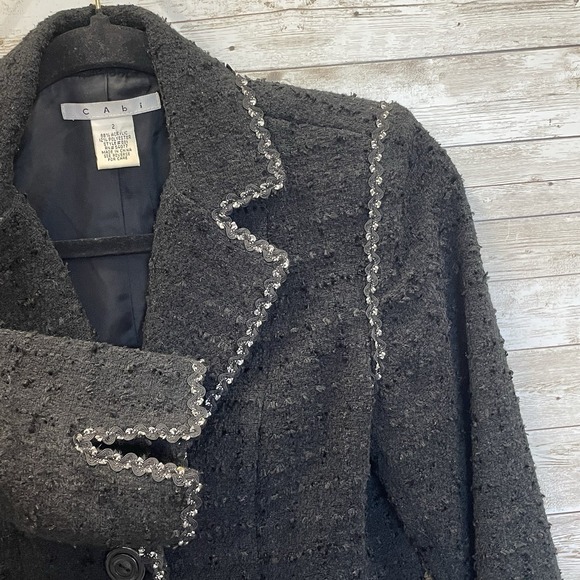 CAbi Jackets & Blazers - CAbi Womens 2‎ Blazer Jacket Black Textured Tweed 3 Button #881 Professional
